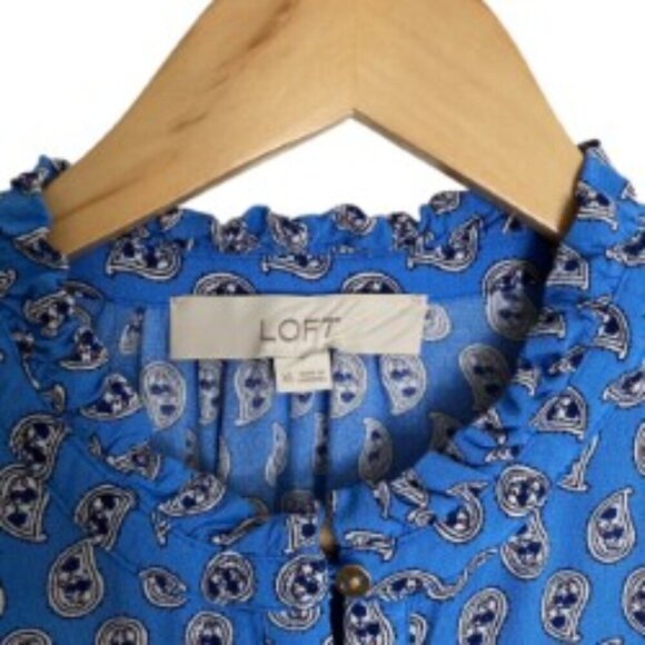 Loft Paisley Ruffled Button Blouse XSmall - Picture 3 of 6